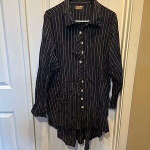 Tulip Long Pinstripe Blouse